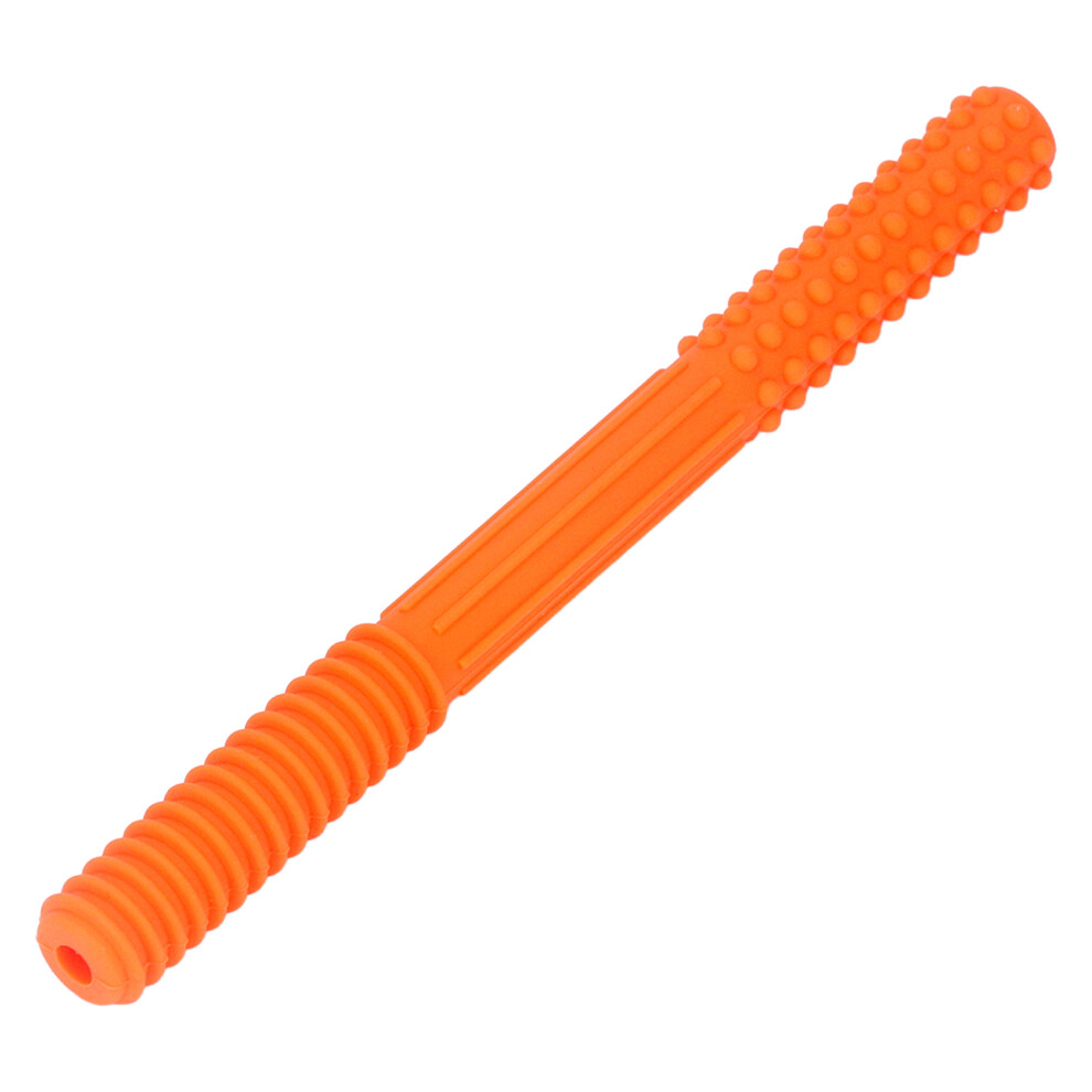 Baby Silicone Hollow Teething Tube for Toddlers, Orange, 17.5cm