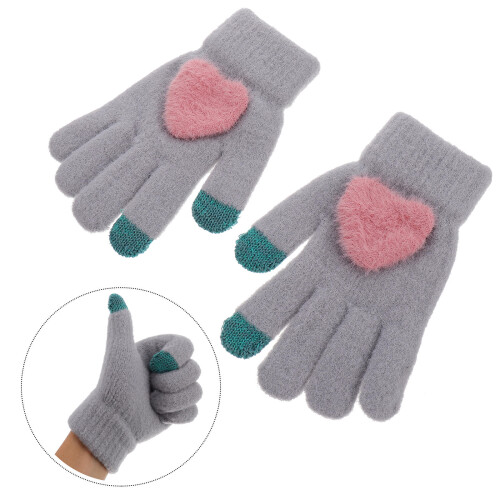 1 Paar Herz Winterhandschuhe Verdickte Touchscreen 1