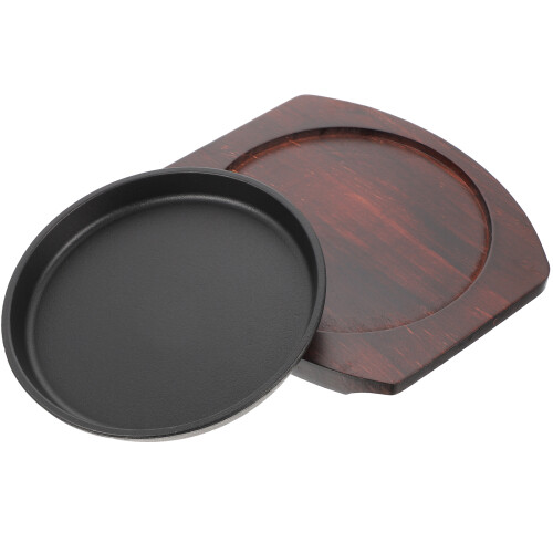 1 Set Gusseisen Steakplatte Mit Holztablett