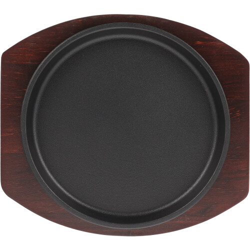 1 Set Gusseisen Steakplatte Mit Holztablett 2