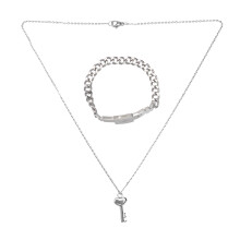 1St Titanstahl Konzentrisch Schloss Handkette Für Frauen Männer Silber