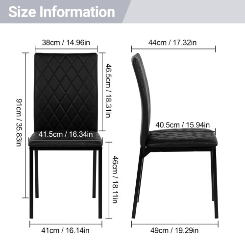 4 PCS PU Dining Chairs with Ergonomic High Back 2
