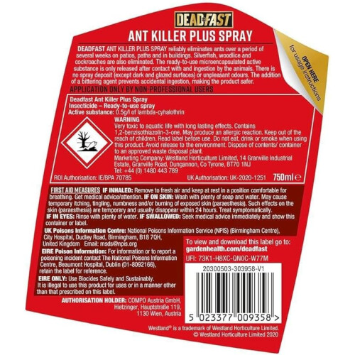 Deadfast Ant Killer Plus Spray Fast Acting 750ml 1