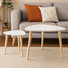 Set Of 2 White Triangle Nesting Side Tables