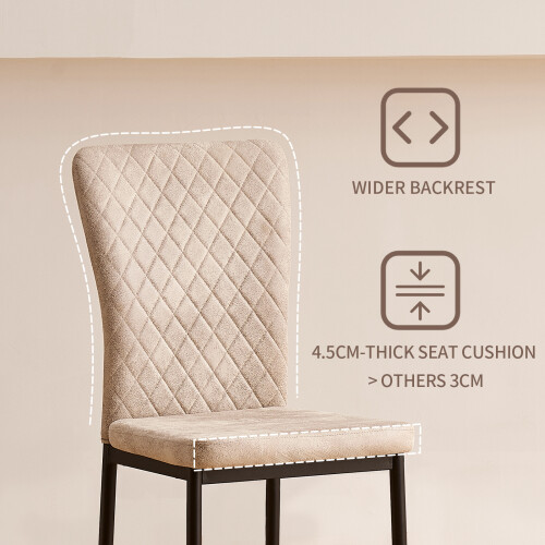 (Beige(Suede), 4 pcs) 4/6 Dining Chairs High Back Velvet/PU Office 1