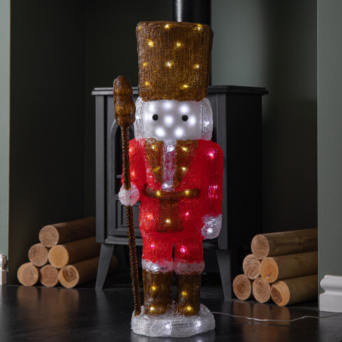 Snow Time 65cm Light up Acrylic Christmas Nutcracker Decoration with 80 White LEDs