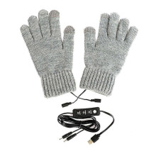 USB-beheizbare Handschuhe für Damen und Herren (Grau A), Winter-Heizhandschuhe mit einstellbarer Temperatur,