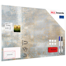 Magnetic METALboards, CONCRETE AND GOLD 90x60 cm + a set of accessories Included
