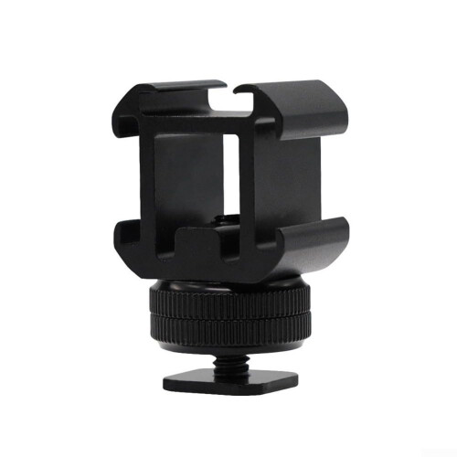Professional Triple Hot Shoe Mount Adapter, Aluminum, Style Four, Expands Camera Functionality, For DSLR, Mirrorless