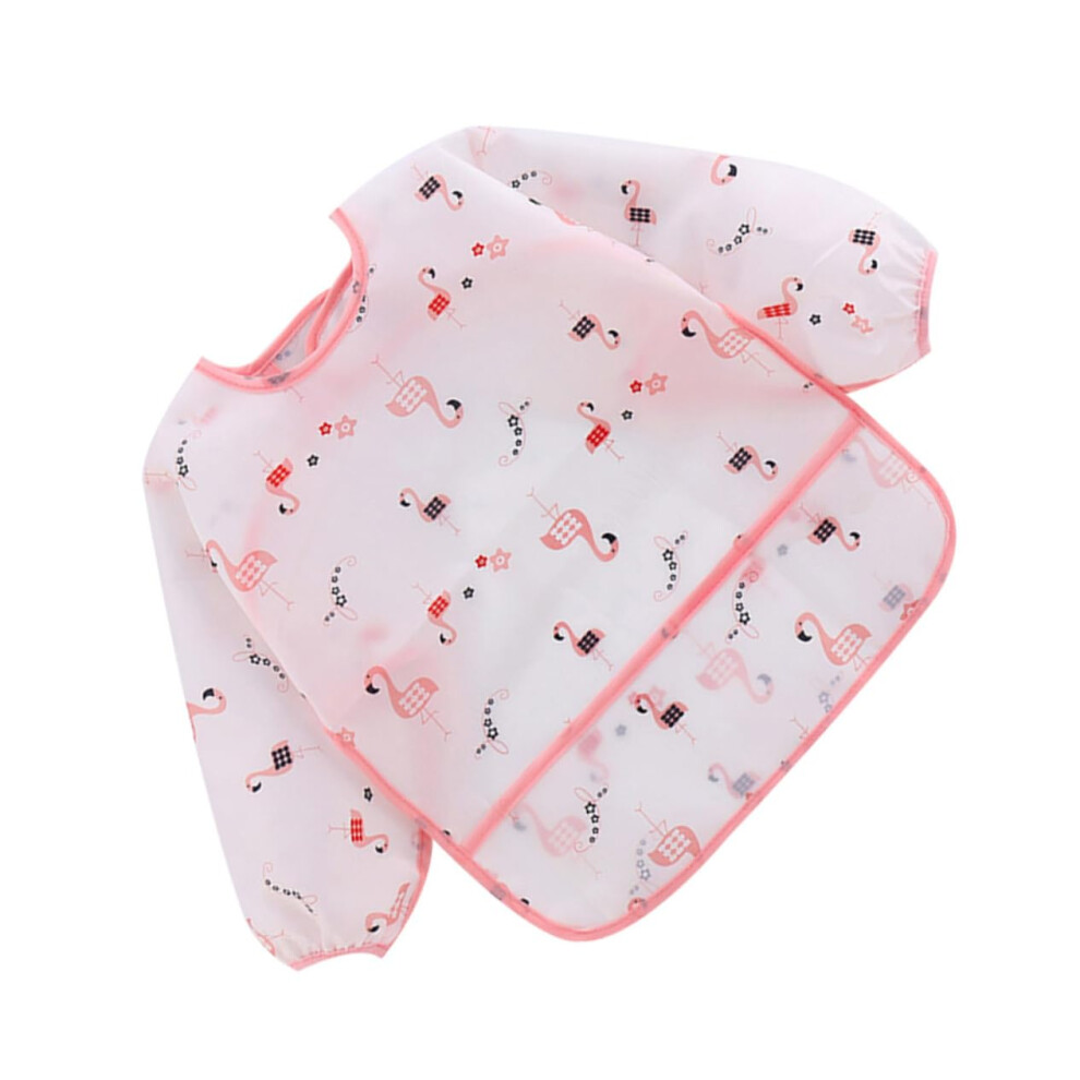 Weaning Bib Cartoon Flamingo Design For Boys And Girls Kids Art Smock Apron For Painting And Mealtime