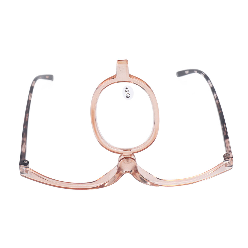Flip Down Magnify Glasses +3.00 Folding Rotating Makeup Reading Glasses