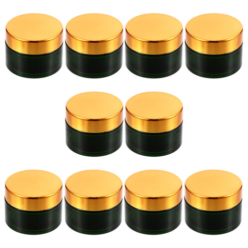 10Pcs Compact Green Glass Lotion Holders Refillable Cosmetics Storage