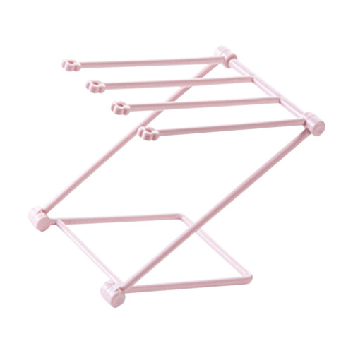 Light Pink Countertop Dishcloth Drying Rack 4 Arms Folding Plastic