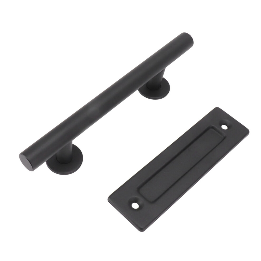 Black Carbon Steel Sliding Barn Door Handle For Cabinets Wardrobes 3411353601290