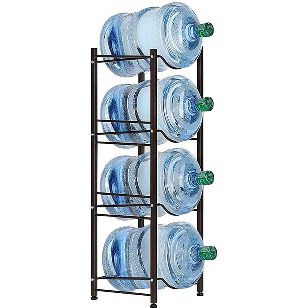 5 Gallon Water Jug Holder 4-Tier Dark Brown Water Bottle Storage Rack Model 01-Dark Brown Modern-image-OPC-PKZX5WT-NEW
