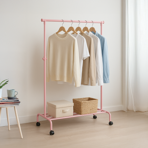 Home Discount Adjustable Clothes Rail Garment Rack on Wheels
