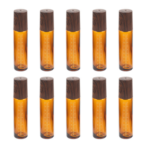 10Stk Verschluss Rollflasche Holzoptik Tragbar