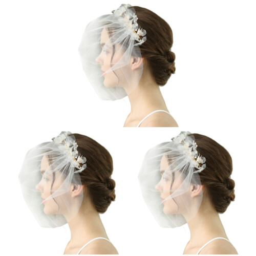 3Teile -Schleier Handgemachter Garn Haar-Accessoire 1