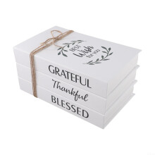 3Pcs Farmhouse Style Fake Book Ornaments - Assembly Required - Rustic Faux Book Decor For Living Room Shelves