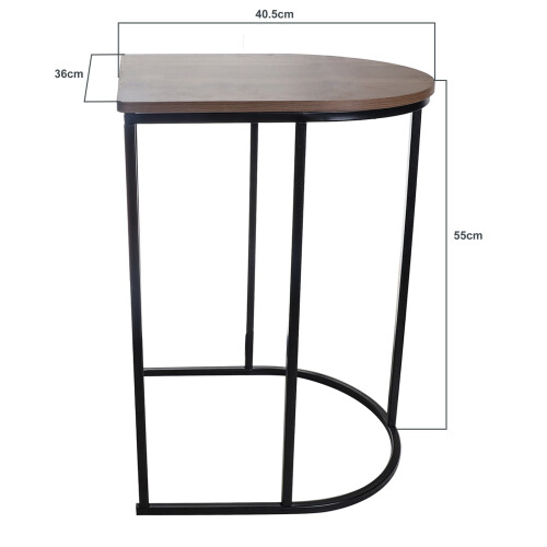 Gr8 Home Nest of 2 Coffee Black Frame Woodgrain Side Tables 1