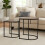 Gr8 Home Nest of 2 Coffee Black Frame Woodgrain Side Tables 1