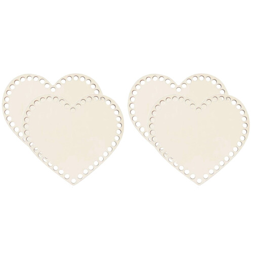 4Pièces Base De Panier En Bois Beige, Support Durable Pour Projets DIY 1