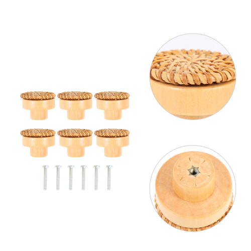 6Sets Ladeknoppen Ratan Handvatten Voor Kasten 2