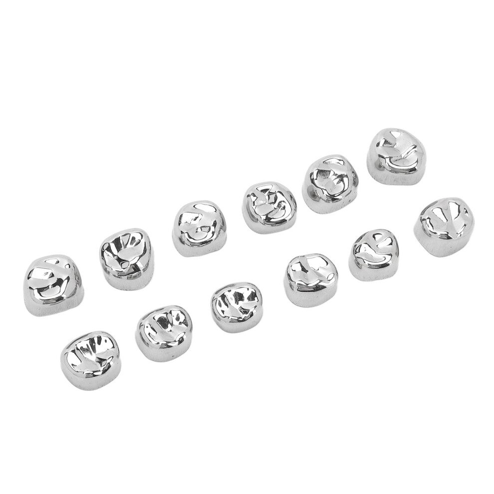 12PCS Stainless Steel Dental Molar Crowns for Adults Restoration