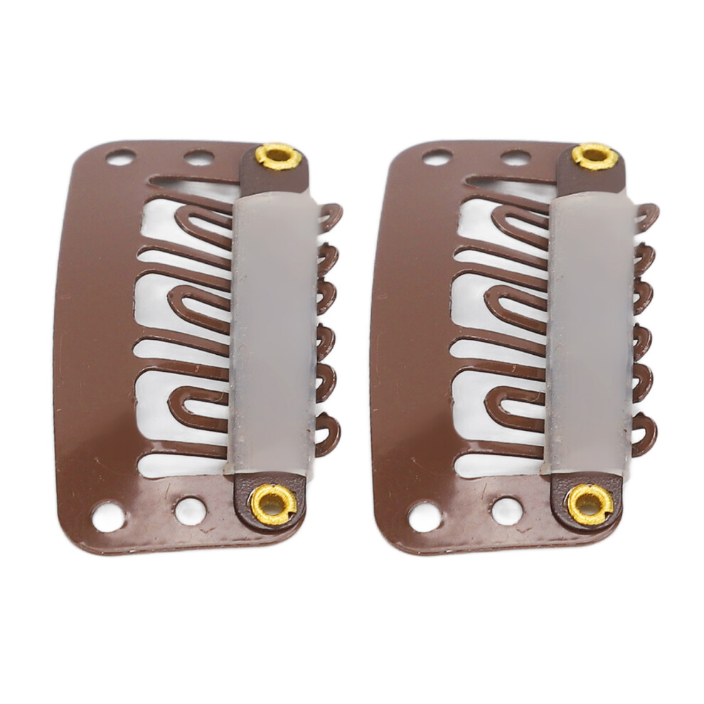 Versatile 100pcs 6 Teeth Dark Brown Wig Clips 3.2cm U Shape Snap Design