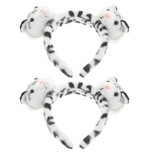 8 Pcs Faux Fur Tiger Ear Headband Plush Animal Ears Hair Hoop