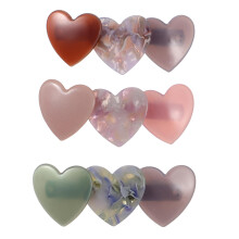 6 Pcs Women Spring Hair Barrettes Automatic Heart Hairpins