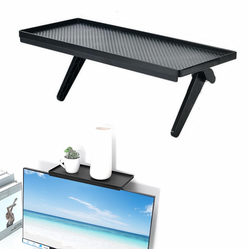Tv Screen Top Shelf Foldable Monitor Rack Mounting Bracket For Tv Cable Box Speakers Streaming Devices Black 9354506216061