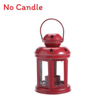 (Red) Metal Hanging Vintage Candle Lanterns Tealight Holder With Design Hollow Star
