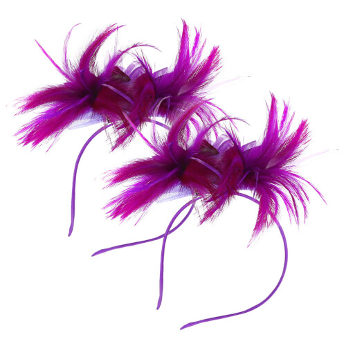 4Pcs Fascinator Headband 2Pcs Bohemia Hoops Violet 2