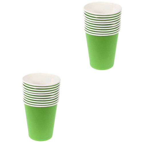 200 Pcs Colorful Disposable Paper Cups Thickened For Kids Grass Green 2