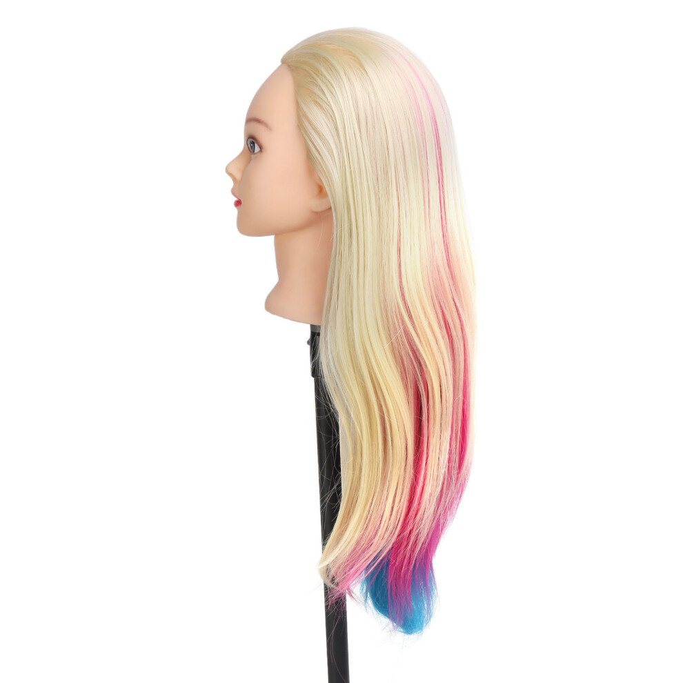 Unisex Colorful Hair Mannequin Head For Braiding & Hairdressing Practice, 30Cm
