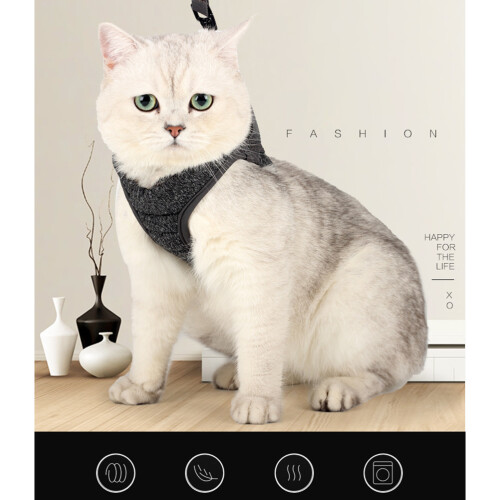 Verstellbare Pet Cat Geschirr Weste Mit (Grau, L) 1