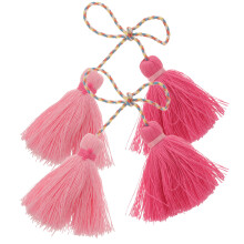2Pièces Pompons Rose Tissés À Main Pour Décor Pur Élégant