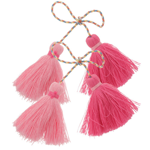 2Pièces Pompons Rose Tissés À Main Pour Décor Pur Élégant