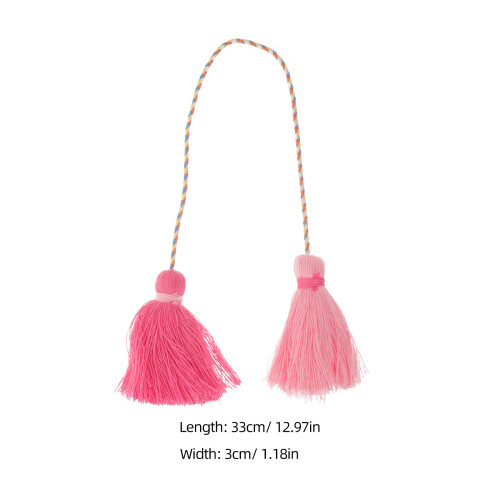 2Pièces Pompons Rose Tissés À Main Pour Décor Pur Élégant 2
