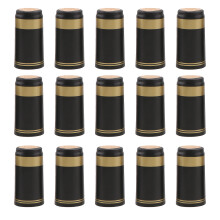 300Pcs Wine Heat Shrink Capsules Black Gold Tear-Off Tab for Bottles