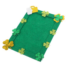2 Sets St Patricks Day Diy Photo Frame Green Leaf Non Woven Craft Kit
