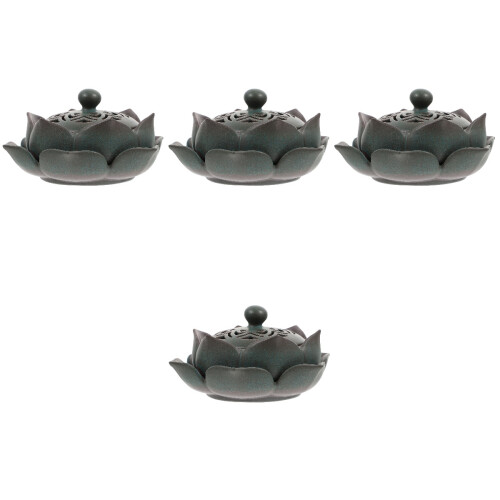 4Pièces Support D'encens Céramique Vert Compact Décor Maison 2