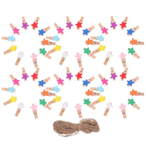450 Pcs Shaped Wooden Clothespins With Rope 2