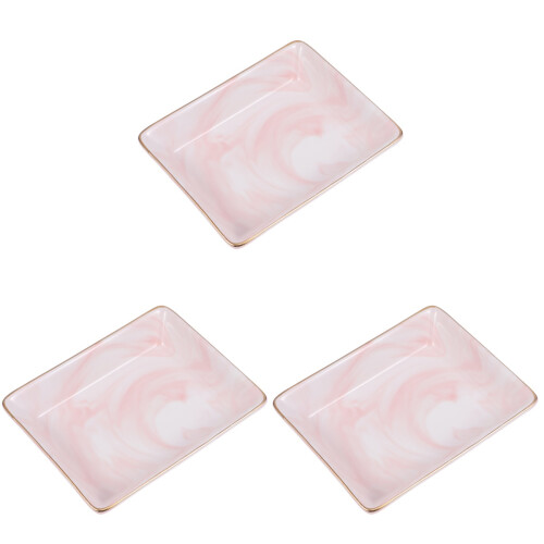 3Stk Keramik Schmucktablett Rosa Marmor Aufbewahrung 1