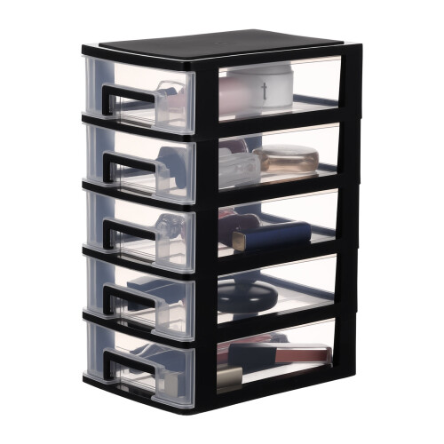 2Pcs Five-Layer Plastic Storage Cabinet With Drawers 31.4Cm Height