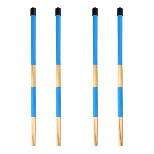 2 Pairs Wooden Rod Frame Drum Brushes Sticks Replacement For Jazz Folk Blue 1