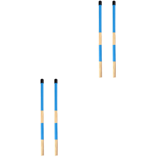 2 Pairs Wooden Rod Frame Drum Brushes Sticks Replacement For Jazz Folk Blue 2