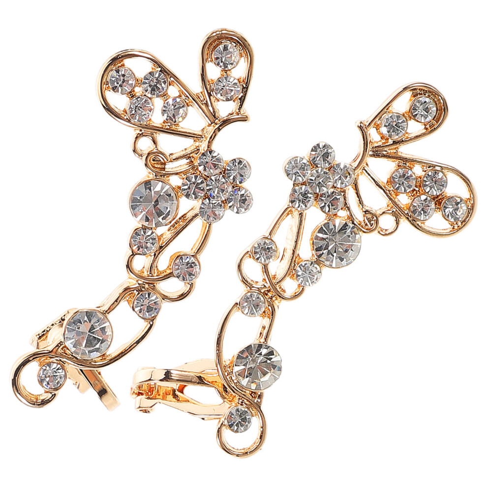 5 Pairs Butterfly Ear Clips For Women Metal Non Pierced Rhinestone-image-OPC-PKZYF86-NEW