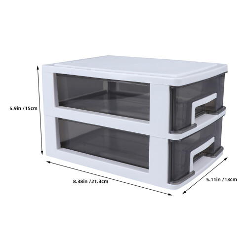 2Pcs Double Layer Plastic Storage Cabinet With Drawers For Closet